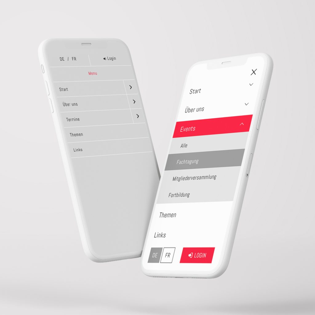 Webseite Redesign – Neugestaltung Mobile Menü. By 8chDesign - Schweizer Agentur für Webdesign